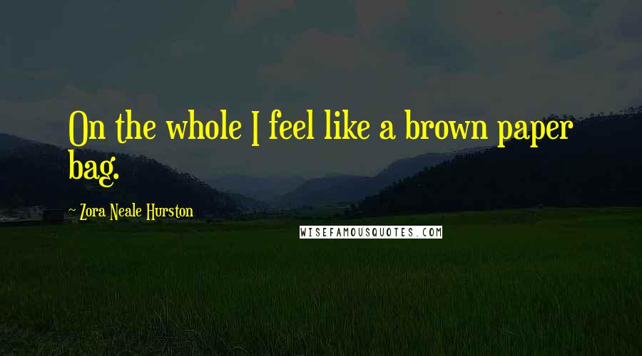 Zora Neale Hurston Quotes: On the whole I feel like a brown paper bag.
