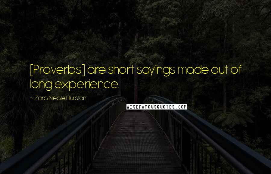 Zora Neale Hurston Quotes: [Proverbs] are short sayings made out of long experience.