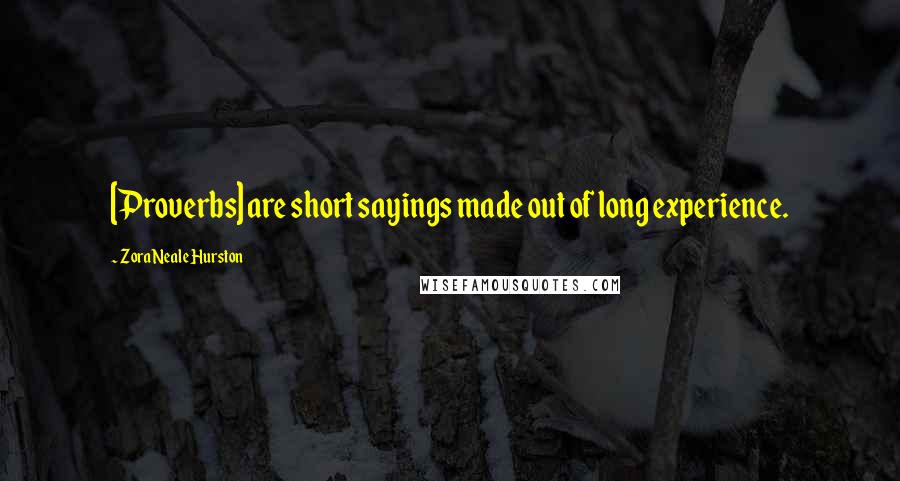 Zora Neale Hurston Quotes: [Proverbs] are short sayings made out of long experience.