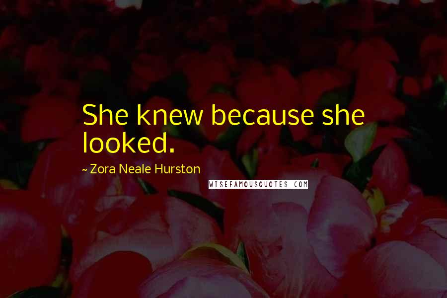 Zora Neale Hurston Quotes: She knew because she looked.