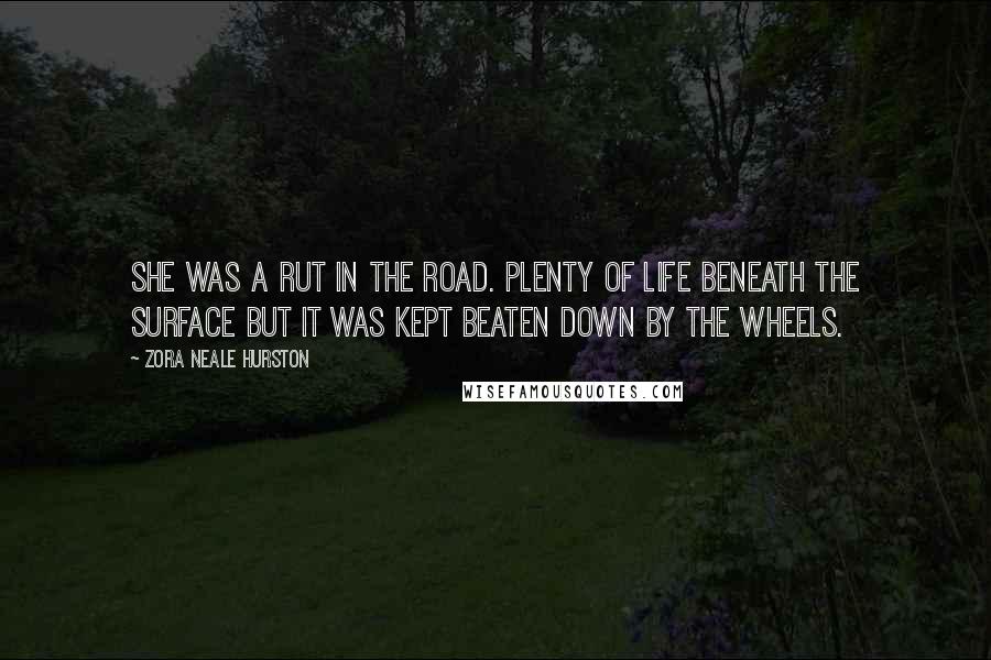 Zora Neale Hurston Quotes: She was a rut in the road. Plenty of life beneath the surface but it was kept beaten down by the wheels.