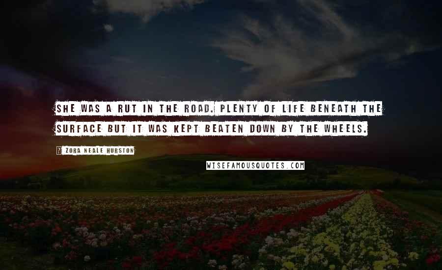 Zora Neale Hurston Quotes: She was a rut in the road. Plenty of life beneath the surface but it was kept beaten down by the wheels.