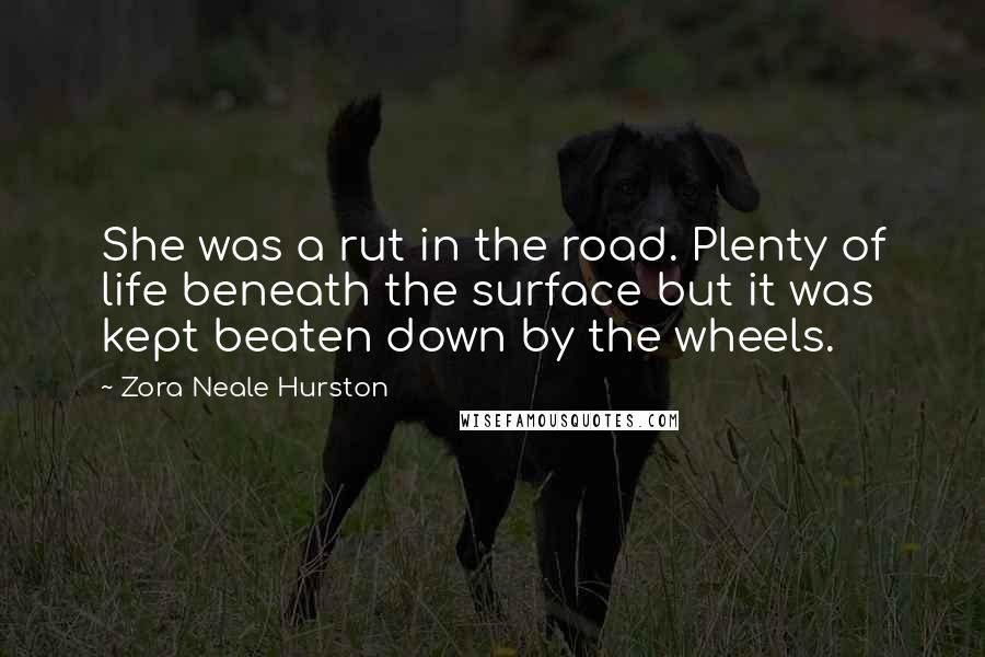 Zora Neale Hurston Quotes: She was a rut in the road. Plenty of life beneath the surface but it was kept beaten down by the wheels.