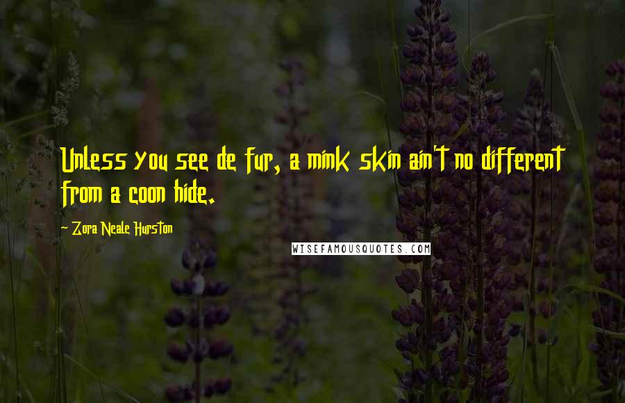 Zora Neale Hurston Quotes: Unless you see de fur, a mink skin ain't no different from a coon hide.