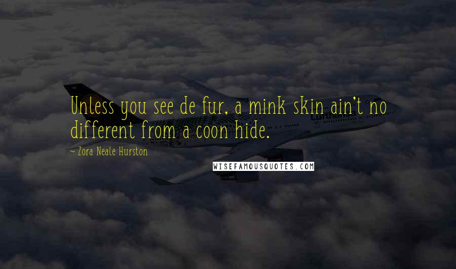 Zora Neale Hurston Quotes: Unless you see de fur, a mink skin ain't no different from a coon hide.
