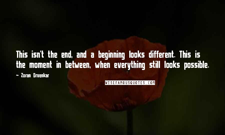 Zoran Drvenkar Quotes: This isn't the end, and a beginning looks different. This is the moment in between, when everything still looks possible.