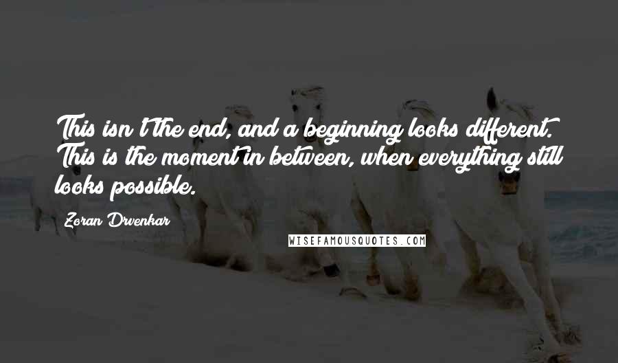 Zoran Drvenkar Quotes: This isn't the end, and a beginning looks different. This is the moment in between, when everything still looks possible.