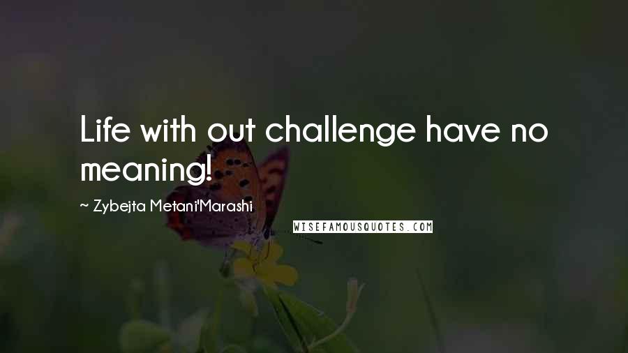 Zybejta Metani'Marashi Quotes: Life with out challenge have no meaning!