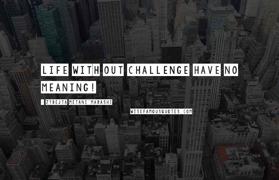 Zybejta Metani'Marashi Quotes: Life with out challenge have no meaning!