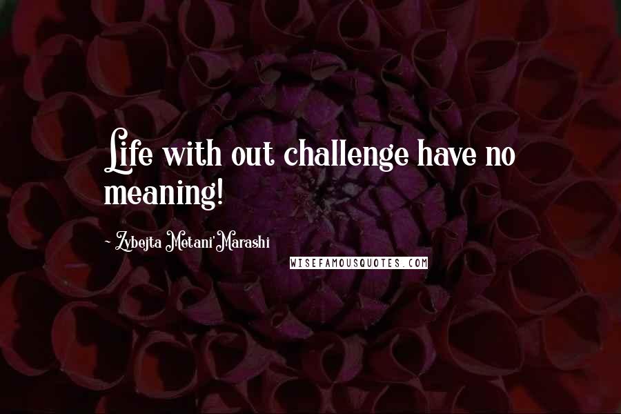 Zybejta Metani'Marashi Quotes: Life with out challenge have no meaning!
